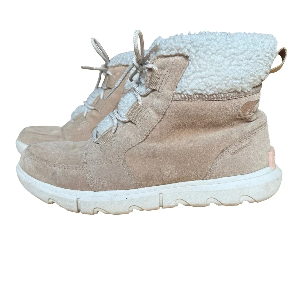 Sorel Explorer II Carnival Cozy Boots Beige Lace Up Ankle Winter Shoes sz 10